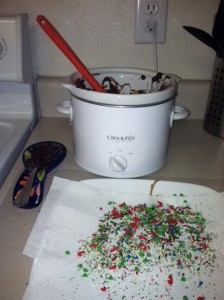 Melting chocolate for pretzels